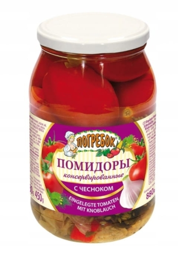 Pomidory Marynowane z czosnkiem, 880 g Pogrebok pyszny dodatek do obiadu